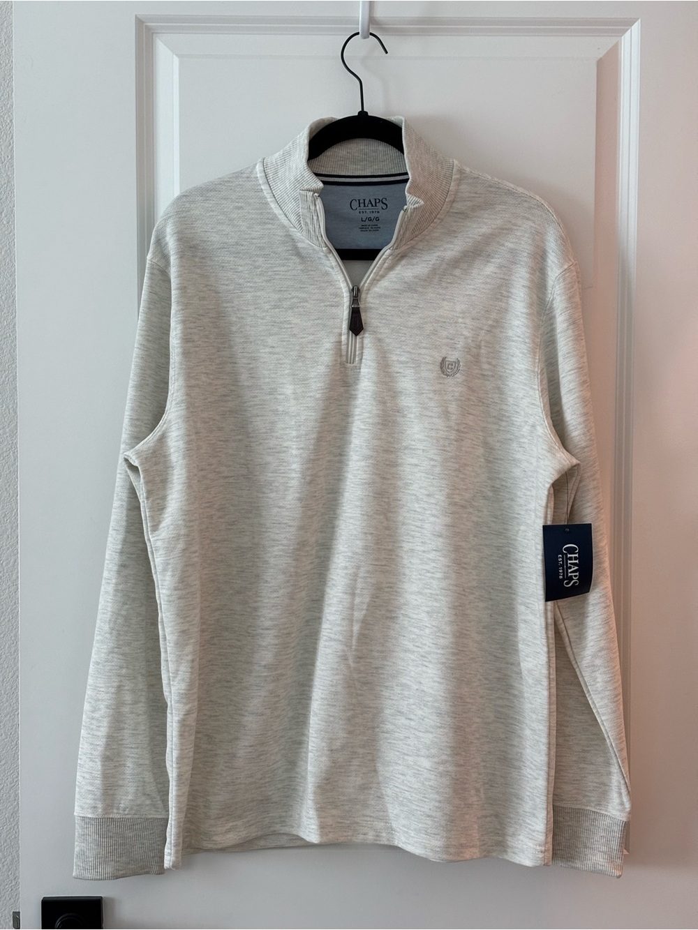 Chaps Men’s Heather Oatmeal Half-Zip Pullover